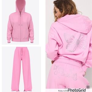 VS PINK PINK LOLLIPOP BUTTERFLY SWEATPANTS SET XXL NWT